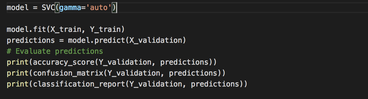 example how we get the result for SVM model